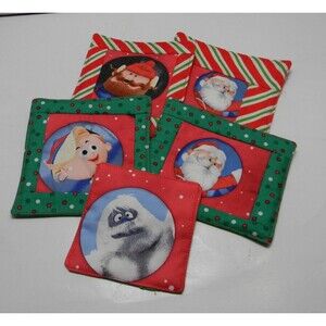 Handmade Vintage Coasters Hot Mats Characters from Rudolph Set of 5 Christmas